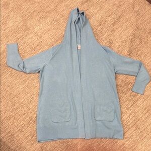 Chico's Blue Cardigan Sweater with Ribbed Detailing